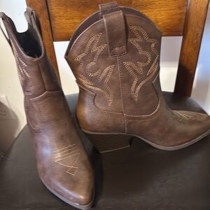 Brown Western Ankle Boots